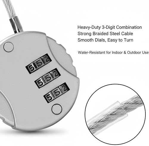 Miniatura 3 de Paquete de 4 cerraduras de combinación de 3 dígitos, resistentes al agua, para equipaje, taquillas de gimnasio, mochilas y uso al aire libre (2