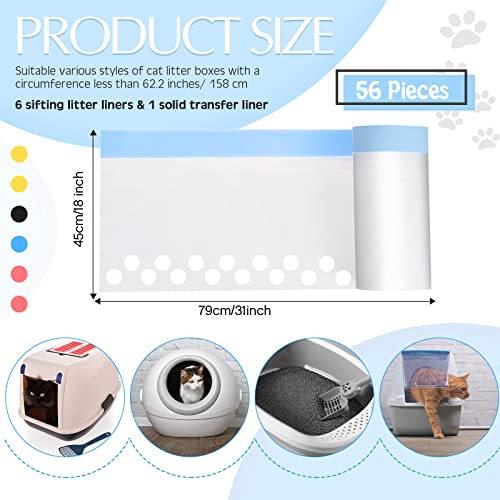56 Count 31 X 18 Inch Sifting Cat Litter Bags Large Thick Cat Litter Box Liners With Holes Portable Thick Cat Litter Bags Drawstring Litter Box Liners For Pets Cats Litter Box Supplies #TOP1