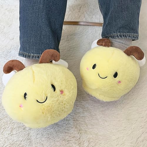 Animal Slippers for Women & Men - Fluffy Plush Indoor/Outdoor House Shoes, Bee Penguin Elephant Warm Winter Slippers with Memory Foam, Non-Slip Sole Cartoon Gifts For Birthday2