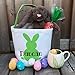 MONOBLANKS Easter Bunny Basket Bags for Kids Boys Girls, Rabbit Bucket Tote for Easter Egg Hunts Decorations Candy Gifts Storage (Green)