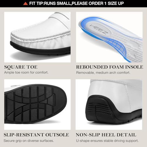 HEEZ Men's Loafers Slip On Dress Shoes Penny Loafers Leather Casual Driving Boat Shoes for Men3