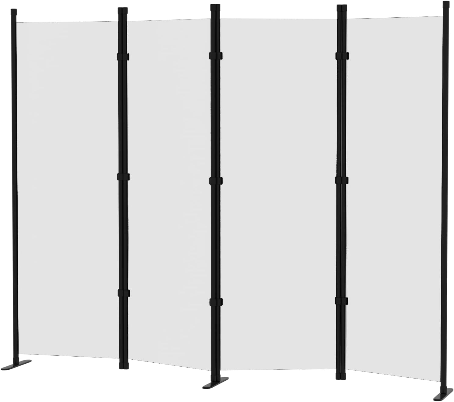 Room Divider 4-Panel Privacy Screen with 3 Support Foot, Portable Screen Steel Frame with Hook&Loop for Home, Office, Classroom, Studio, Meeting (White)