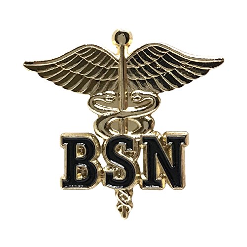 Bachelor of Science in Nursing Emblem Lapel Pin - Letters on Caduceus Brooch - BSN Medical Ceremonie Clip (BSN)