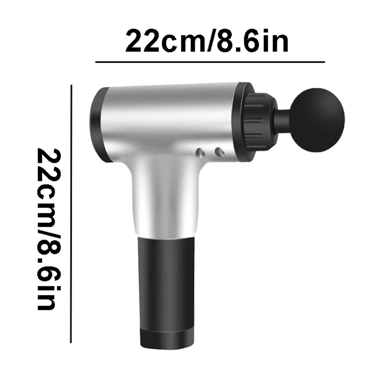 Muto Pistola for massaggio in plastica con 6 velocità e 4 testine massaggianti, motore brushless silenzioso for percussioni su corpo, gambe, spalle e schiena. compatto(Silver)