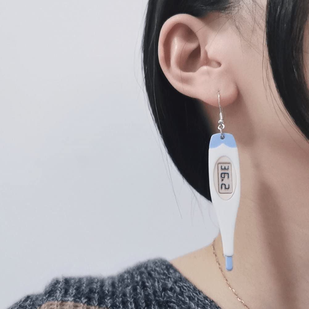 Boucles D'oreilles Pendantes Thermomètre - Design Cartoon En Acrylique, Longueur 3.35 Pouces, Pour Femmes Et Filles