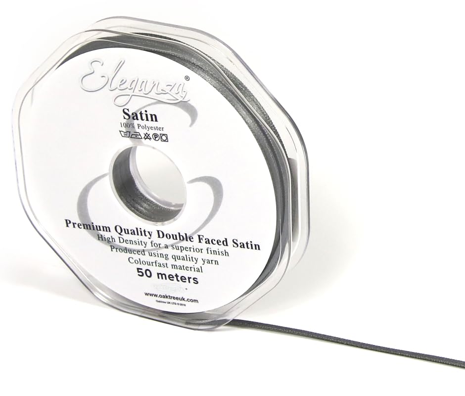Eleganza Double Faced Satin 3mm x 50m Graphite No.91