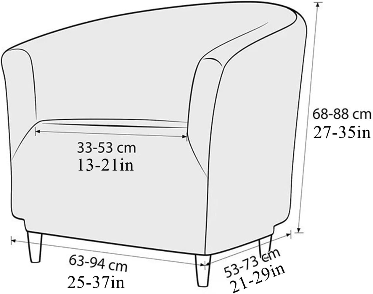 Blueb,Club Chair Cover*1, Stretch Club Armchair Slipcover 1 Piece Tub Chair Slipcover Full Wrap Armchair Cover Sofa Cover Round Barrel Chair Covers Couch Covers with Elastic Bottom Washable