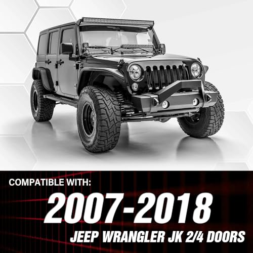 SUORTO for Wrangler JK Tubular Front and Rear Fender Flares Compatible with 2007-2018 Jeep Wrangler JK JKU Unlimited 2/4 Doors, 4-Piece Heavy Duty Steel Off-Road Mud Guards Kit