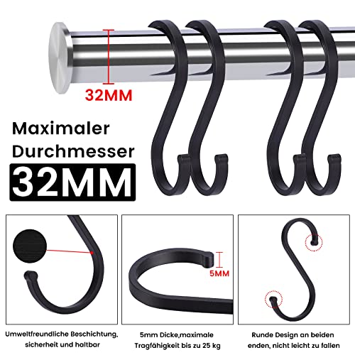 ACMETOP S Haken, 12 Stück Haken zum Einhängen passender Durchmesser 21mm/32mm, Hacken Aluminium Küche, Schrank, Garage und Garten für hängende Töpfe und Pfannen, Kaffeetassen, Kleidung, Pflanzen