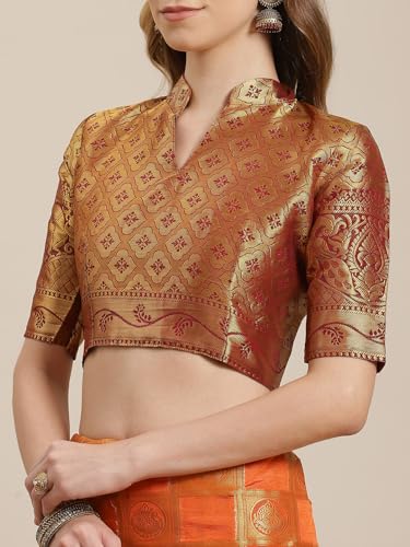 Image of Women's Banarasi Silk With Jacquard Print Saree With Blouse