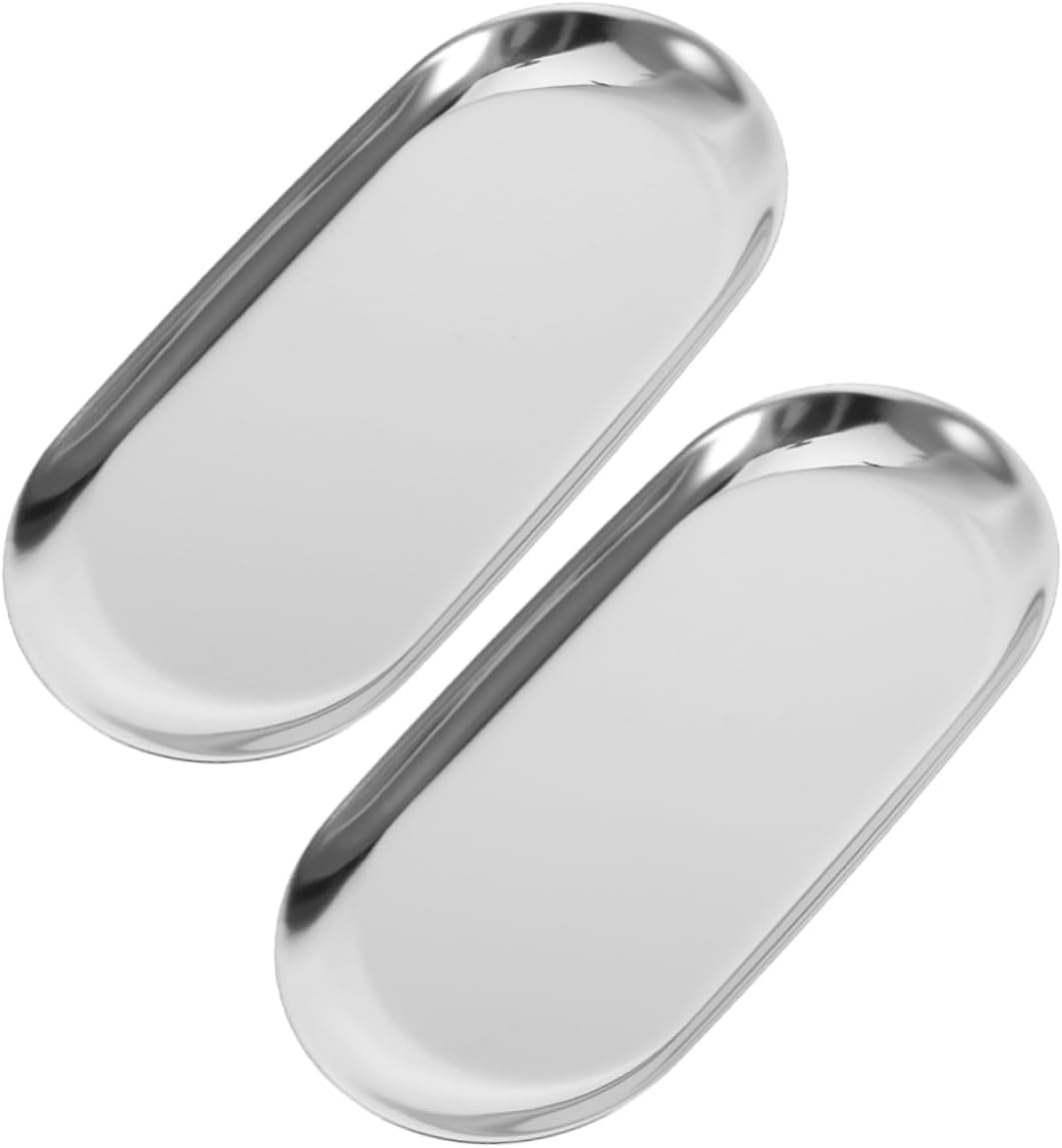 ABOOFAN Small Stainless Steel Tip Trays 2-Piece Set for Efficient Service in Cafes Bars Shops