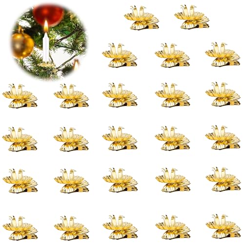 25 Pieces Christmas Tree Candle Holder Clip Christmas Tree Candle Holder Clip Christmas Candle Holder Clip Traditional Candle Holder Clip for Weddings Birthdays Parties Christmas Decorations