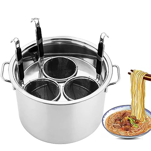 COPERCHIO APPENDIBILE E MANICI SICURI: Il coperchio della pentola è appendibile, consente di risparmiare spazio. L'elegante manico si fissa saldamente alla pentola, garantendo sicurezza e durata. Il cestello interno incluso permette di cucinare da 3 a 5 alimenti diversi contemporaneamente.