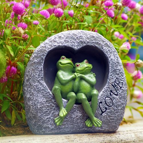 MeritMode Garden Frog Statue Outdoor- Waterproof Resin Happy Couple Frogs for Home Garden Patio Frog Decoration, Adorable Gift for Parents, Partner, Animals Lover