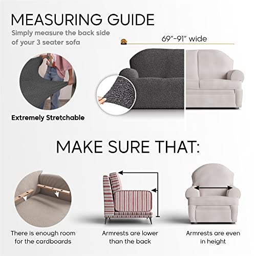 Sofa & Loveseat Slipcover - Stretch Couch Cover - Cushion Love Seat & Sofa Cover - Soft Polyester Fabric Slip Cover - 1-Piece Form Fit Washable Protector Easy Clean - Microfibra Collection - Dark Grey #TOP3