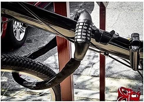 Generico Lucchetto per Bicicletta A Combinazione A Cinque Cifre, Catena in Acciaio Antitaglio, Riavvolgimento Automatico, Lunghezza 90 Cm, Universale per Biciclette E Motociclette (Black 90 cm)