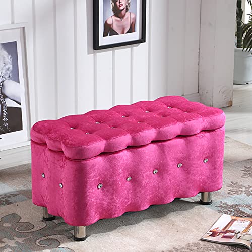 Banco de almacenamiento de terciopelo tapizado y taburete rectangular para dormitorio 3