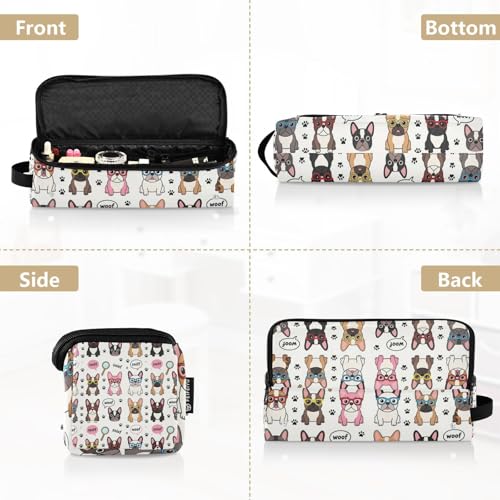 Bolsa organizadora para herramientas de cabello y tapete resistente al calor con patrón de perro francés para viaje miniatura 5