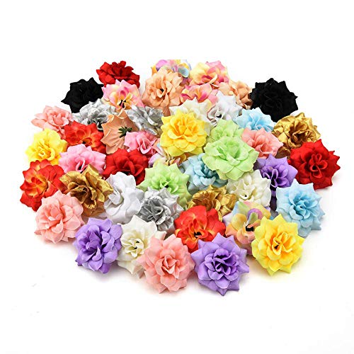 silk flowers in bulk wholesale Fake Flowers Heads Artificial Rose Silk Flower Heads for Wedding Decoration DIY Wreath Gift Box Scrapbooking Craft Fake Flowers 30pcs 4cm (Multicolor)