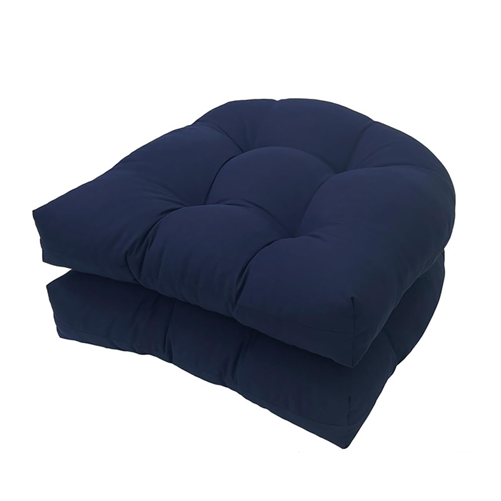 2 Pieces Outdoor U Shaped Cushion, Garden Chair Seat Cushion 19'' X 19''Patio Wicker Overstuffed Seat Pad Loveseat Mats (dark blue)