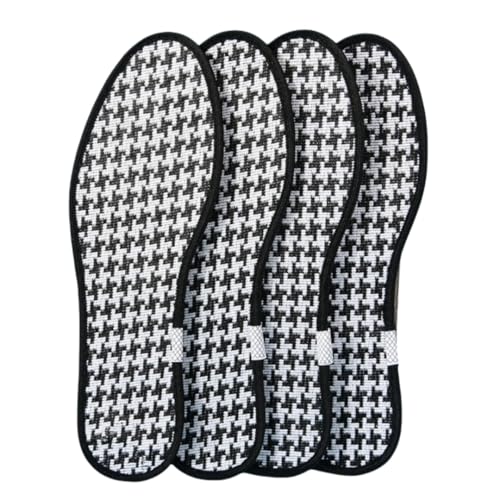 インソール 格子模様 消臭 綿 インソール 草香 【2足4枚】 足裏ふわふわ 素足で着こなせる 軽薄で通気性よい 蒸れない 人間工学に基づいた衝撃吸収 中敷き 土踏まず かかと ライトウエイ ユニセックス スポーツ 立ち仕事 通気 男女兼用 (24cm)