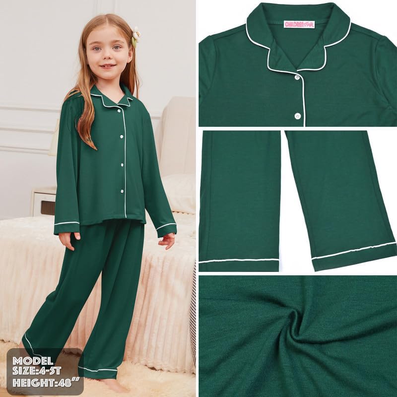 CHILDRENSTAR Girls Boys Pajamas Sets Long Sleeve Button Down 2 Pieces Nightwear Shirt Kids Lounge Set - Image 5
