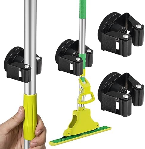 3-H Magnetic Mop Broom Holder And Mop Organizer 4 Pack