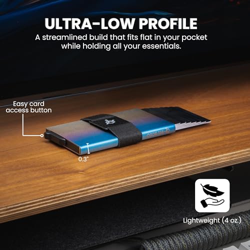 Image of CODE 118 Wallet for Men - Slim Minimalist Aluminum Magnetic Card Holder - RFID Blocking Front Pocket Mag Safe Wallet with Strong Magnet Attachment (Ombre Fade)