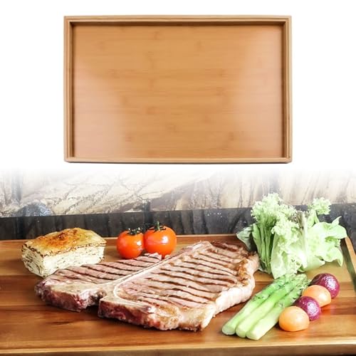 Bandeja rectangular para servir comida y bebidas en madera para hogar u hotel de 33x22cm 7