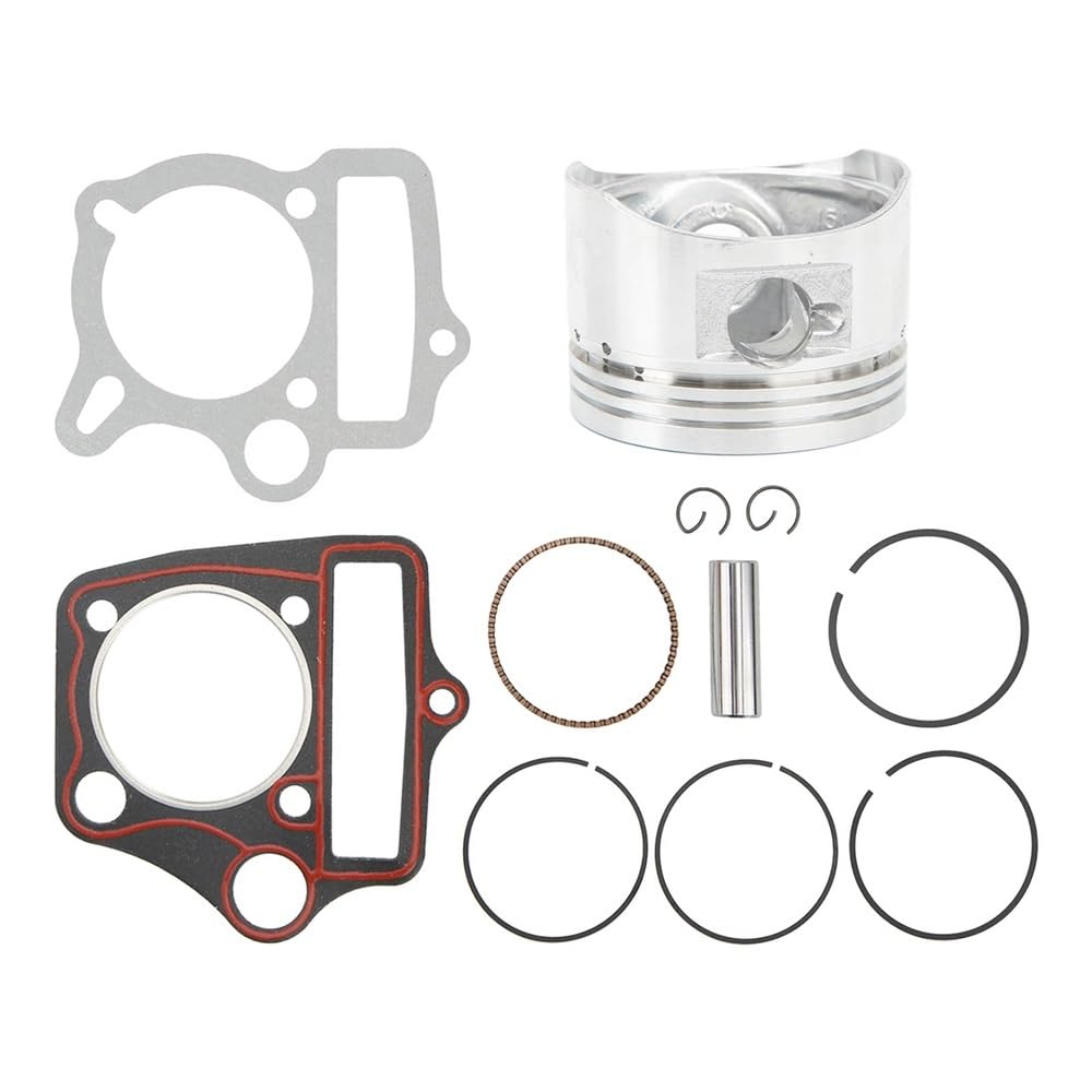 Zestaw pierścieni tłokowych do pił łańcuchowych, Pierścienie zabezpieczające tłoka Zestaw uszczelek 52,4 mm do kieszeni na gokart 110cc 125cc ATV motor terenowy Pit