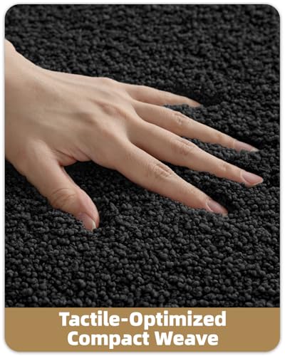 Image of Color&Geometry Small Black Bathroom Rugs, Non Slip Shower Mat with Rubber, Ultra Soft and Absorbent, Washable Bath Mats for Bathroom Floor, Shower, Sink, Vanity, 15 inchx23 inch