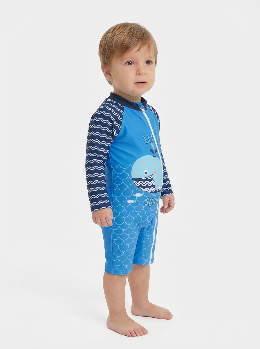 BONVERANO Costume da bagno riciclato per bambini, con chiusura lampo continua, protezione UV 50+