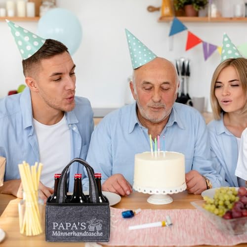 Anicy Papa Geschenk Flaschentasche Filz, Lustige Geburtstagsgeschenk Vatertagsgeschenk für Papa, Weihnachten Geschenke Papa's Männerhandtasche Bier, Geschenk Papa's Geburtstag von Kindern
