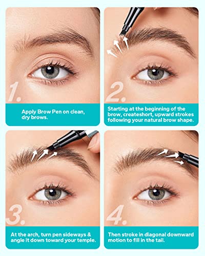 Meto Eyebrow Pen (2 Count), 4 Point Eyebrow Pencil, Waterproof Eyebrow Pencil With 4 Micro-Fork Tips, Eye Brow Pencils For Women Creates Natural Looking Eyebrow Makeup And Stays All Day (Light Brown) #TOP6