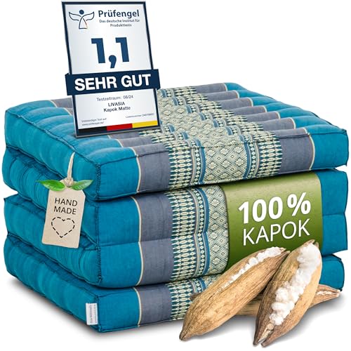 livasia Nachhaltige Klappmatratze aus Kapok - 200x50x8cm - platzsparend,...