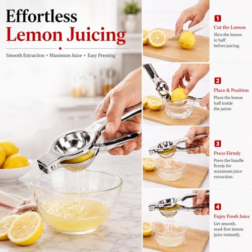 Image of Ajay's Shoppe Stainless Steel Lemon Squeezer 20 CM | Heavy Duty Hand Press Juicer with Strong Grip Handle