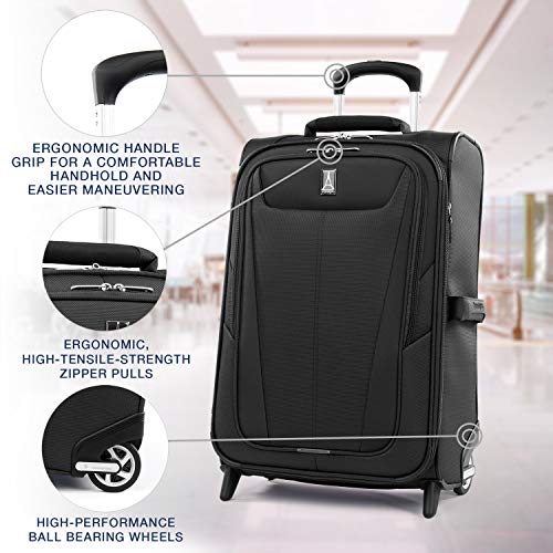 Travelpro Maxlite 5-Softside Lightweight Expandable Upright Luggage, Black, Carry-On 22-Inch