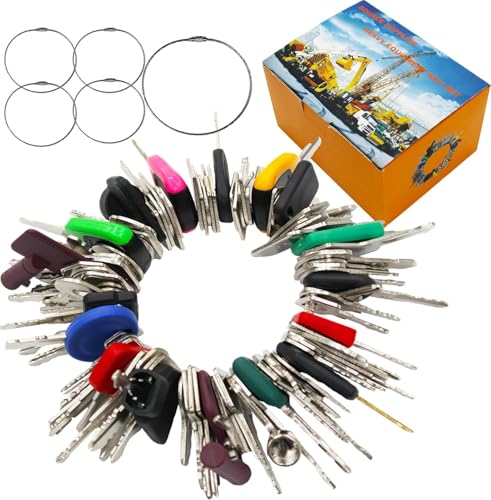 Image of 100 Non-Duplicate Full Range Heavy Master Equipment Key Set | Original Heavy Construction Excavator Dumper Ignition Key for CAT Kubota John Deere JCB Yanmar Takeuchi Komatsu Volvo Toyota