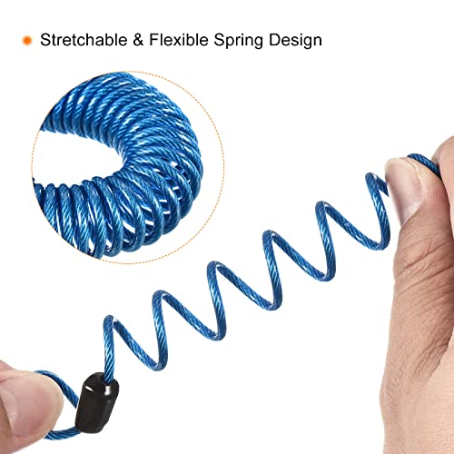 PATIKIL Security Steel Cable 2.5mm x 1m/3.28ft Coated Spring Luggage Lock Wire Rope with Double Loop Blue - Image 4