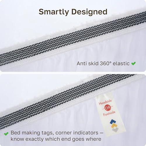 Image of Pack of 2 100% Organic Cotton Twin XL Fitted Sheets Adjustable Bed, White | 2 Fitted Sheets, GOTS Certified, Crisp & Airy Percale, All-around Elastic, No-Pop Fit, Durable, Easy Care, Backed by GH Seal