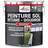ARCANE INDUSTRIES Peinture Bitume, Goudron, Asphalte, Macadam, béton, enrobé : Arcasphalt   15 kg (jusqu'à 30 m² en 2 Couches) Vert Tennis