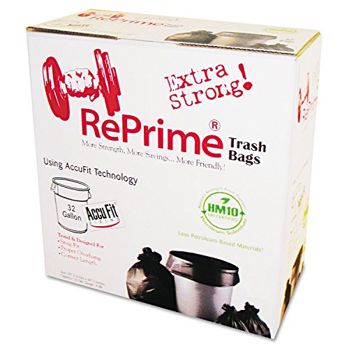 RePrime H6644TKRC1 Can Liners, 32gal.90mil, Black, 33-Inch x 44-Inch, 50/Box