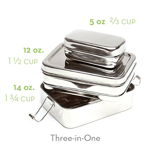 ECOlunchbox Three-in-One Stainless Steel Food Container Set