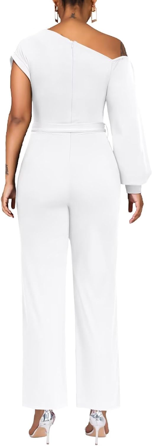Jumpsuits for Women Dressy Fall Outfits Elegant Rompers Formal One Off The Shoulder Pant Suit for Evening Party - Image 2