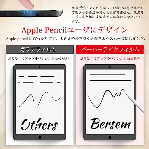 BERSEM【2枚セット】iPad 10.2 第9/8/7世代（2021/2020/2019年）用 ペーパーライクフィルム【紙のような描き心地】【反射防止アンチグレア】【指紋防止】【気泡防止】【Apple Pencil対応】