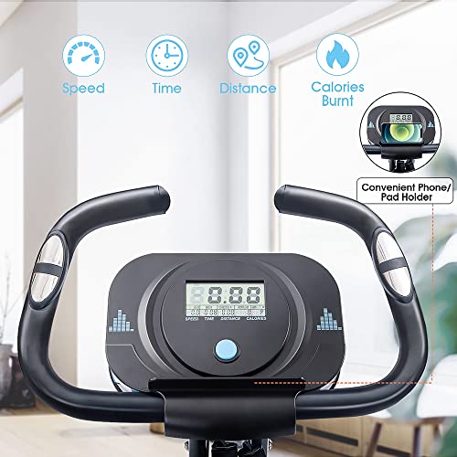 image for Merax Folding 3 in 1 Adjustable Exercise Bike with Resistance Bands Co