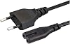 European EU 2-Slot Printer Power Cable Cable, Non-Polarized IEC-320-C7 - CEE 716 Works with TV, Printer, Chargers, PS4 Game Console and More for European Travel