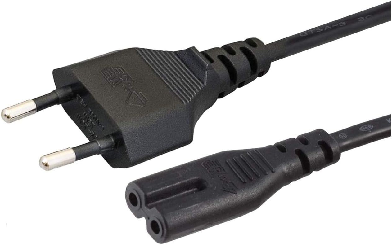 European EU 2- Slot Printer Power Cord Cable, Non-Polarized (IEC-320-C7 to CEE 7/16) Works with TV's, Printer, Chargers, PS4 Game Console and More for European Travel