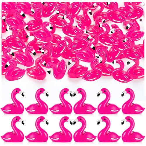 LHSYFBZ 50Pcs Mini Resin Flamingo, Tiny Rose Red Flamingo Ducks, Cute Flamingo Figurines for Cake Topper Garden Dollhouse Landscape Aquarium Ornaments DIY Crafts