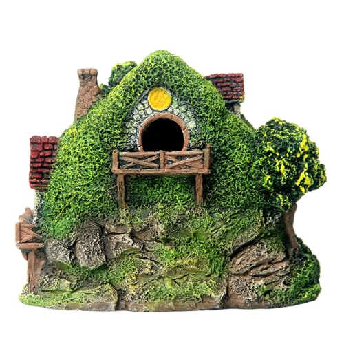 Image of RVQIGYP[Magic Underwater Cabin Fish Tank Landscaping Hobbit House Decoration | Handmade Resin Material Waterproof and Anti-Fading | Fairy Tale Style Aquarium Landscaping Give Away Water Plants
